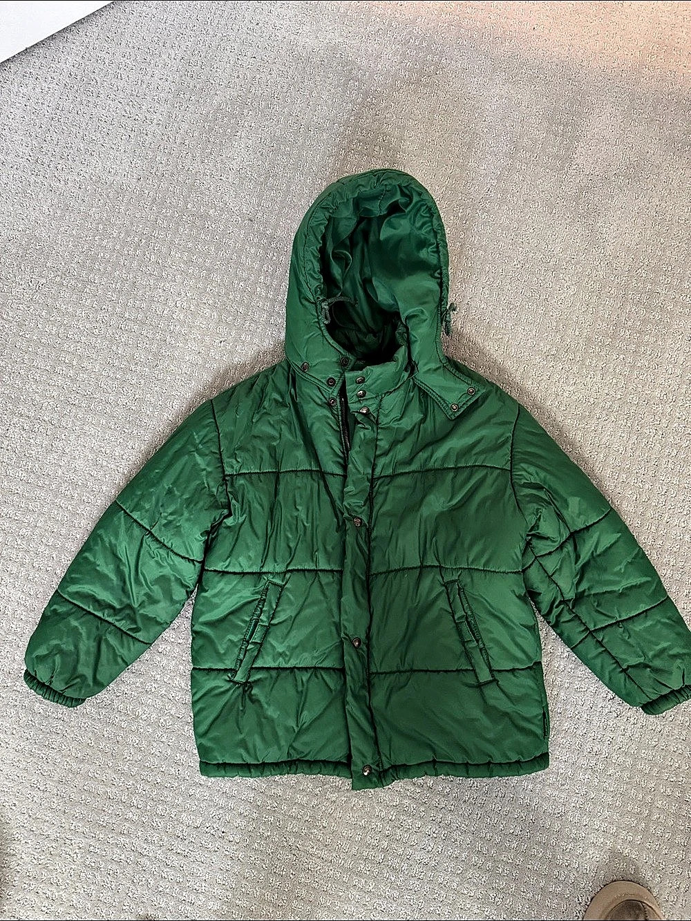United Colors of Benetton Green Hooded Puffer Jacket - VINTAGE